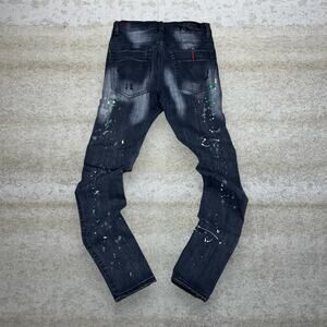 Vintage Y2K Industrial Indigo Skater Jeans 28x32 Skinny Fit Jet Black Wash Denim